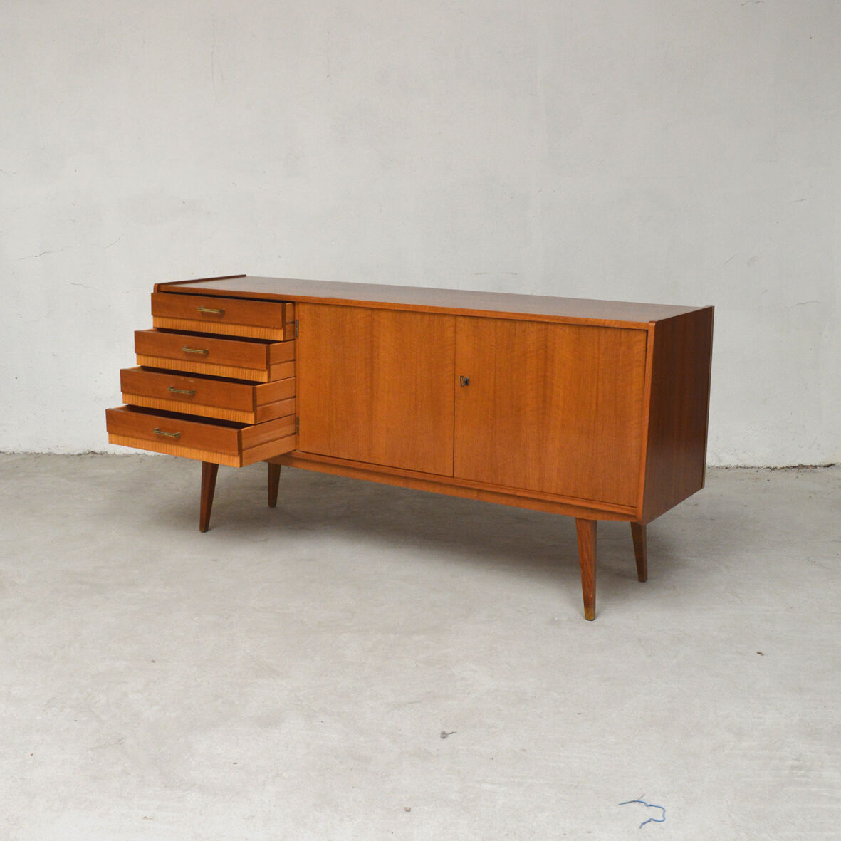 Scandinavian sideboard compass feet 1960s