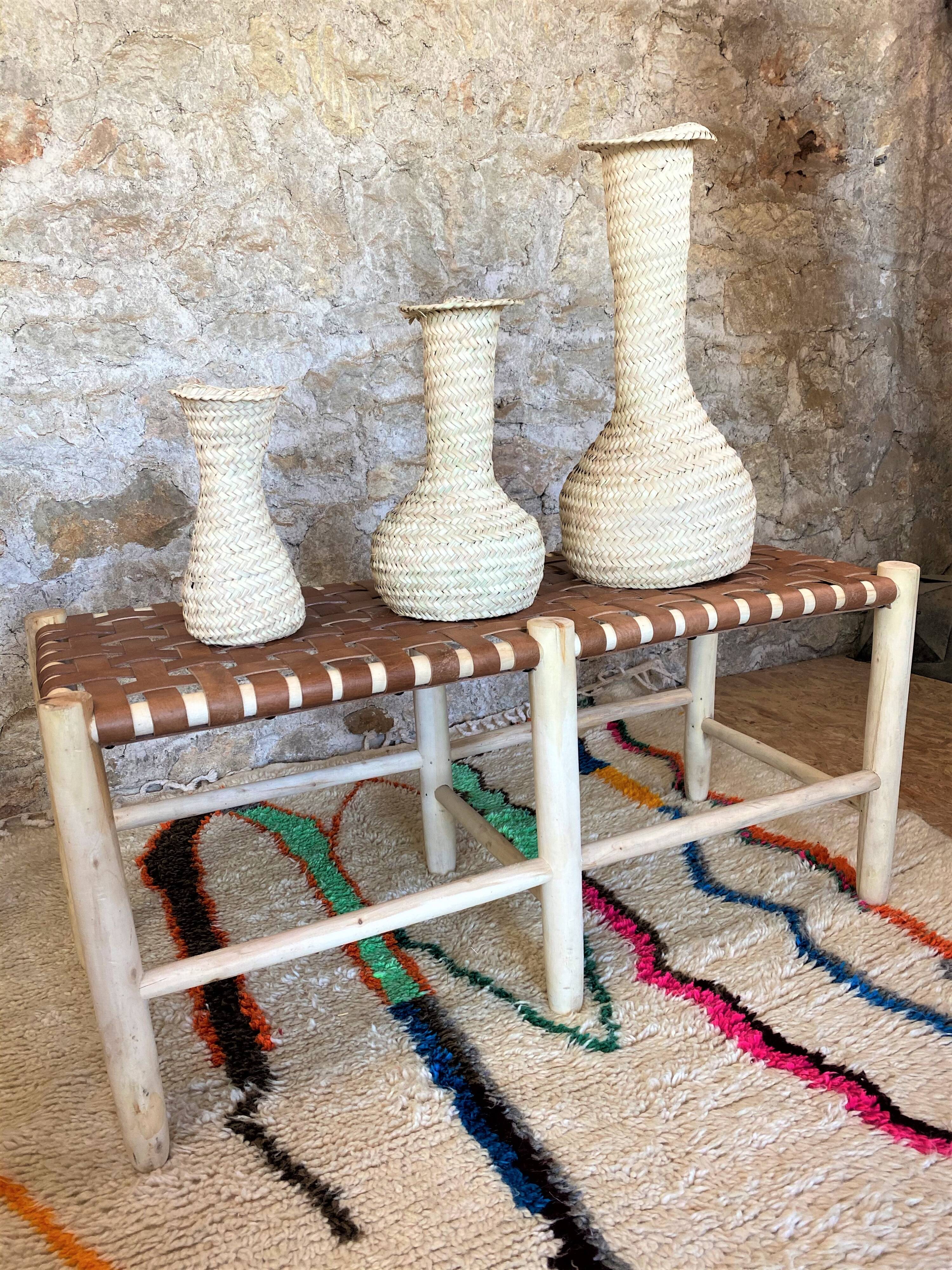 Vase made of palm leaves