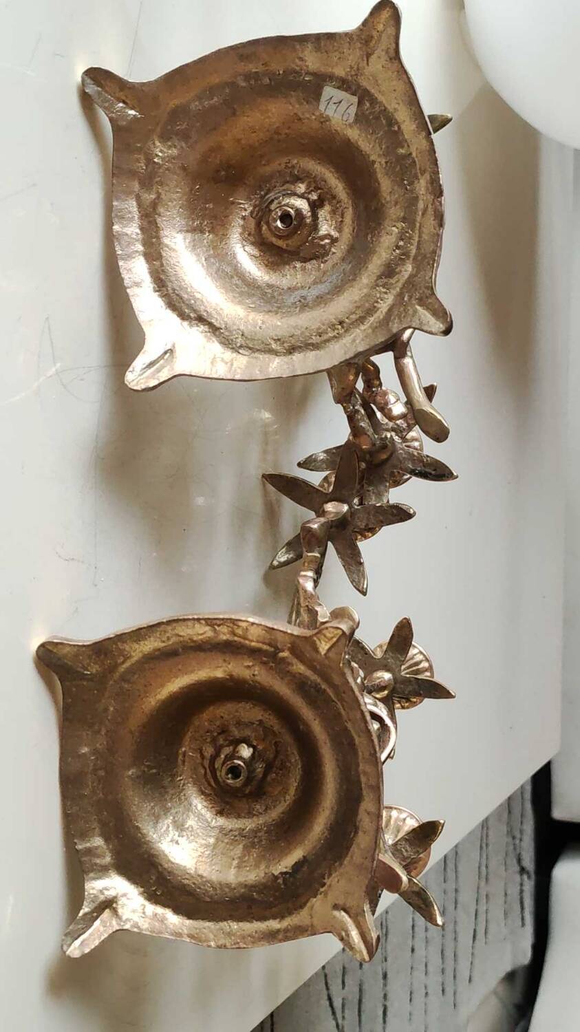 Pair of Antique 3-light candlesticks. Puttis/Cherubs. Bronze