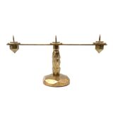 Brutalist brass pair of candle holders, France 1970