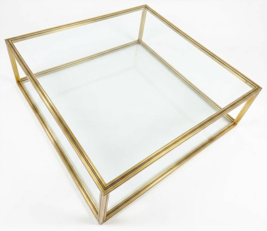 Vintage Hollywood Regency Brass & Glass Coffee Table (1970s)
