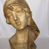 Sculpture alabaster 1900 by l romiti rebecca bust art nouveau double patina