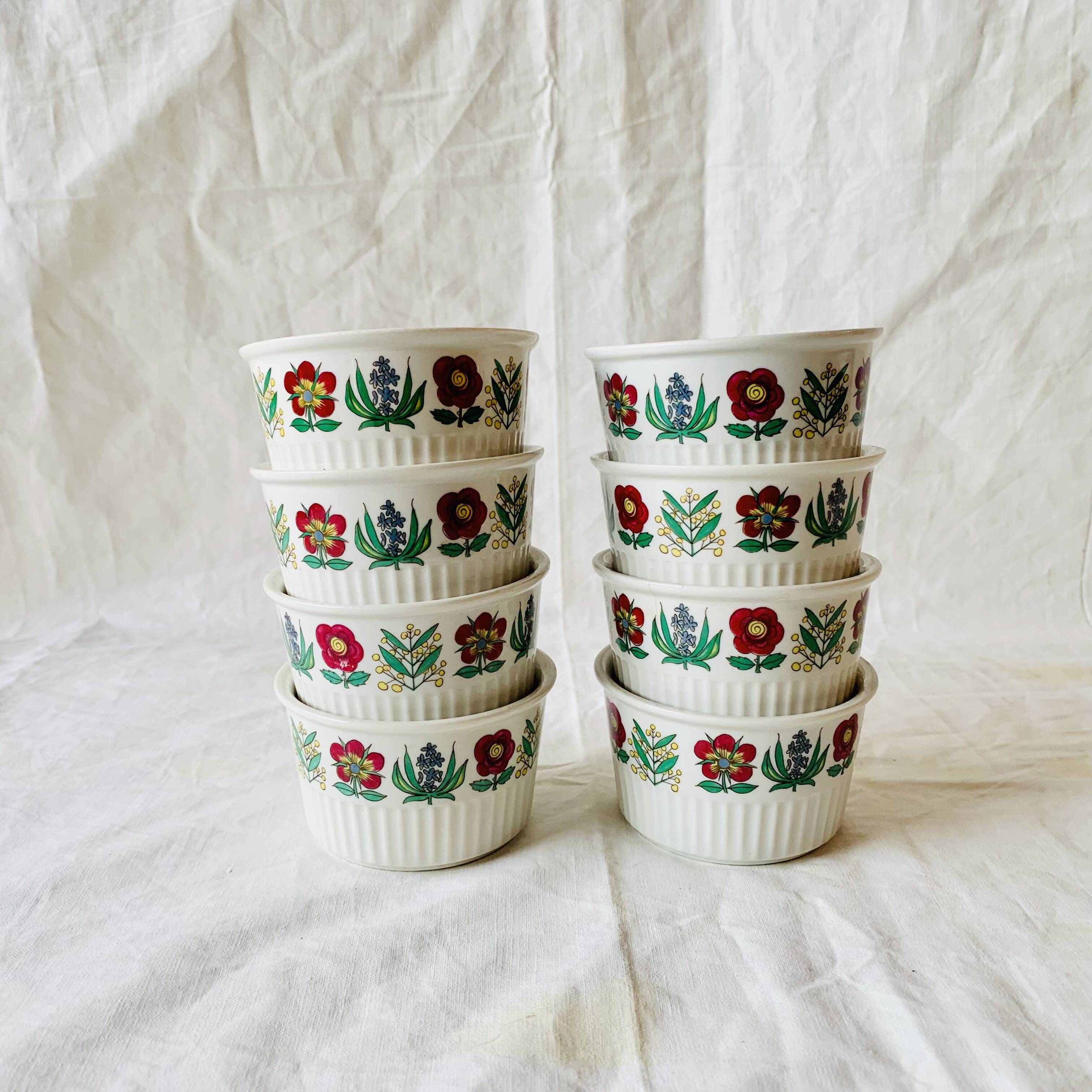 Set of 8 vintage Villeroy and Boch Luxembourg ramekins - floral decoration
