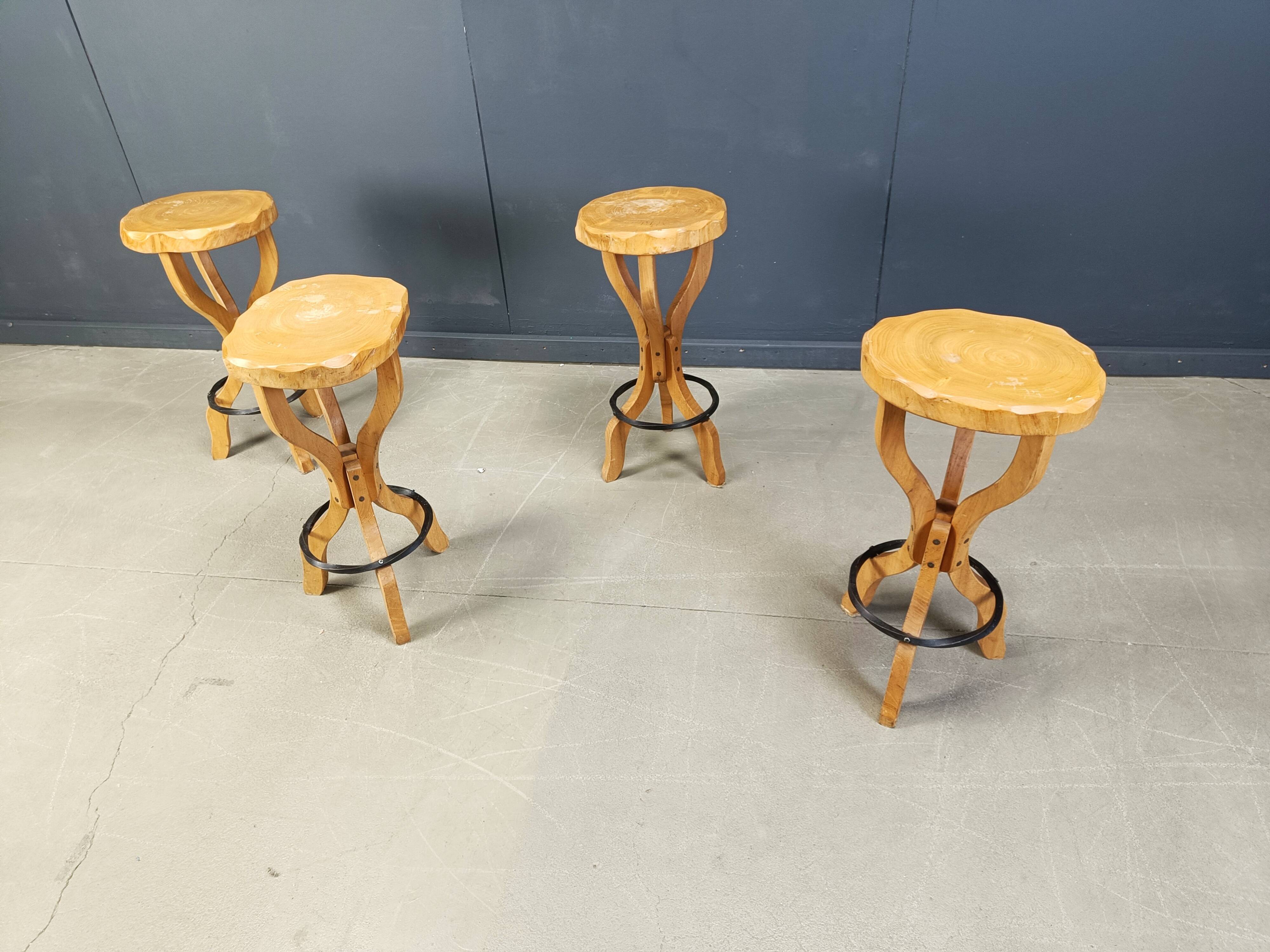Mid century brutalist bar stools, 1960s - set of 4