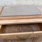 Buffet parisien art déco vintage rénové en bois massif et marbre gris 150cm