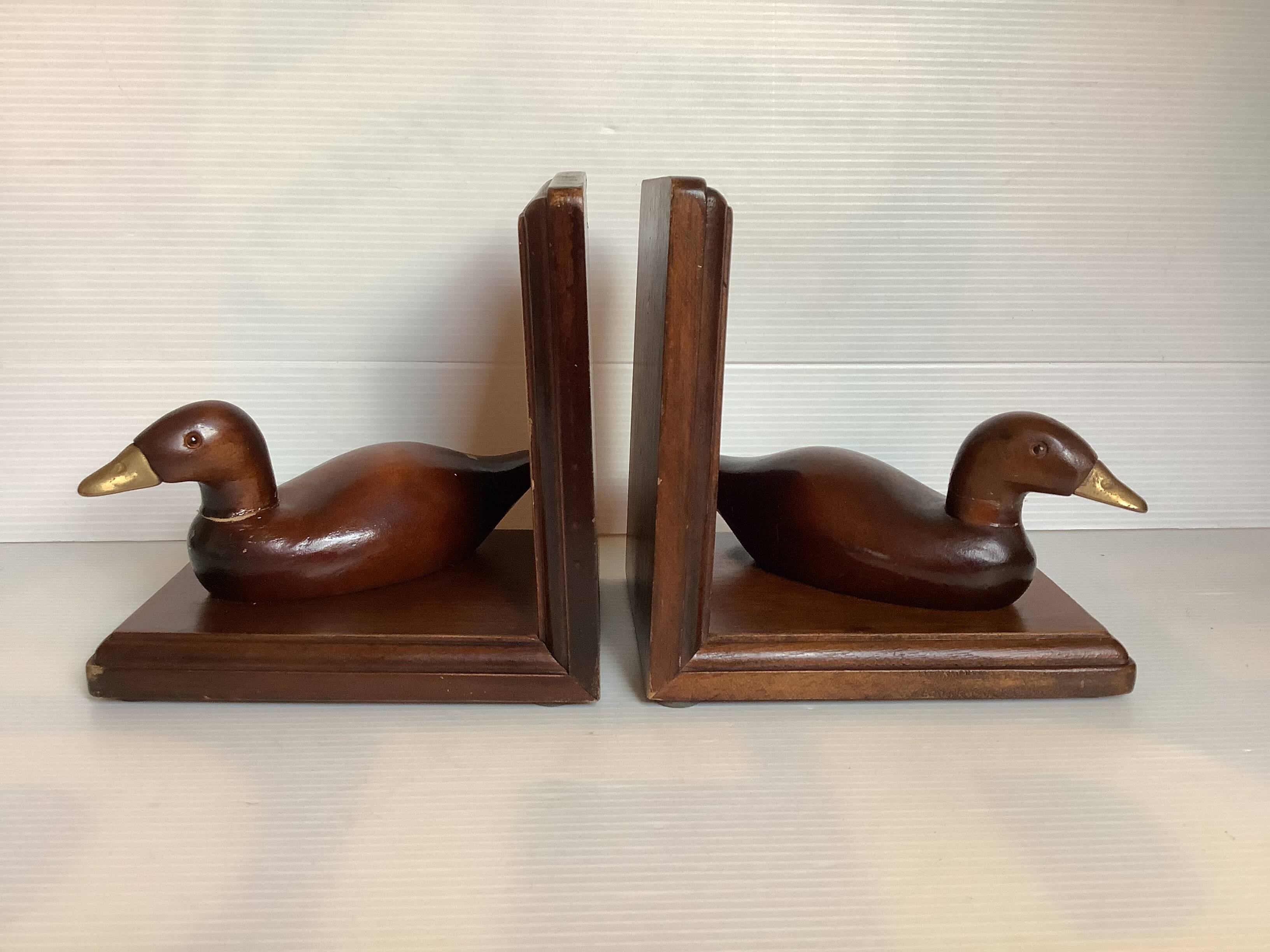 Pair of brass wood duck bookends