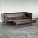 Leather sofa by B&B Italia and bench set — genuine Italian design, excellent condition.