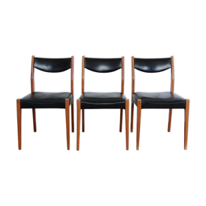 3 chaises scandinaves skaï noir