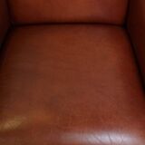 Majestic, luxurious set of 4 cognac-colored cowhide leather Art Deco design armchairs