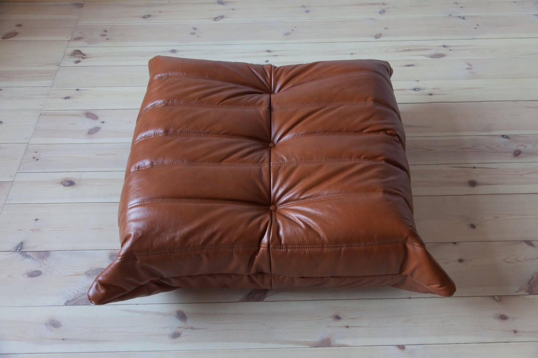 Cognac  brown leather Togo living room set, set of 5