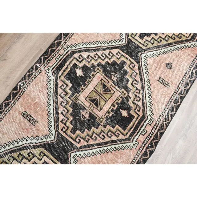 1970s Turkish Oushak Handmade Wool Cotton Orange Runner Rug 92x331