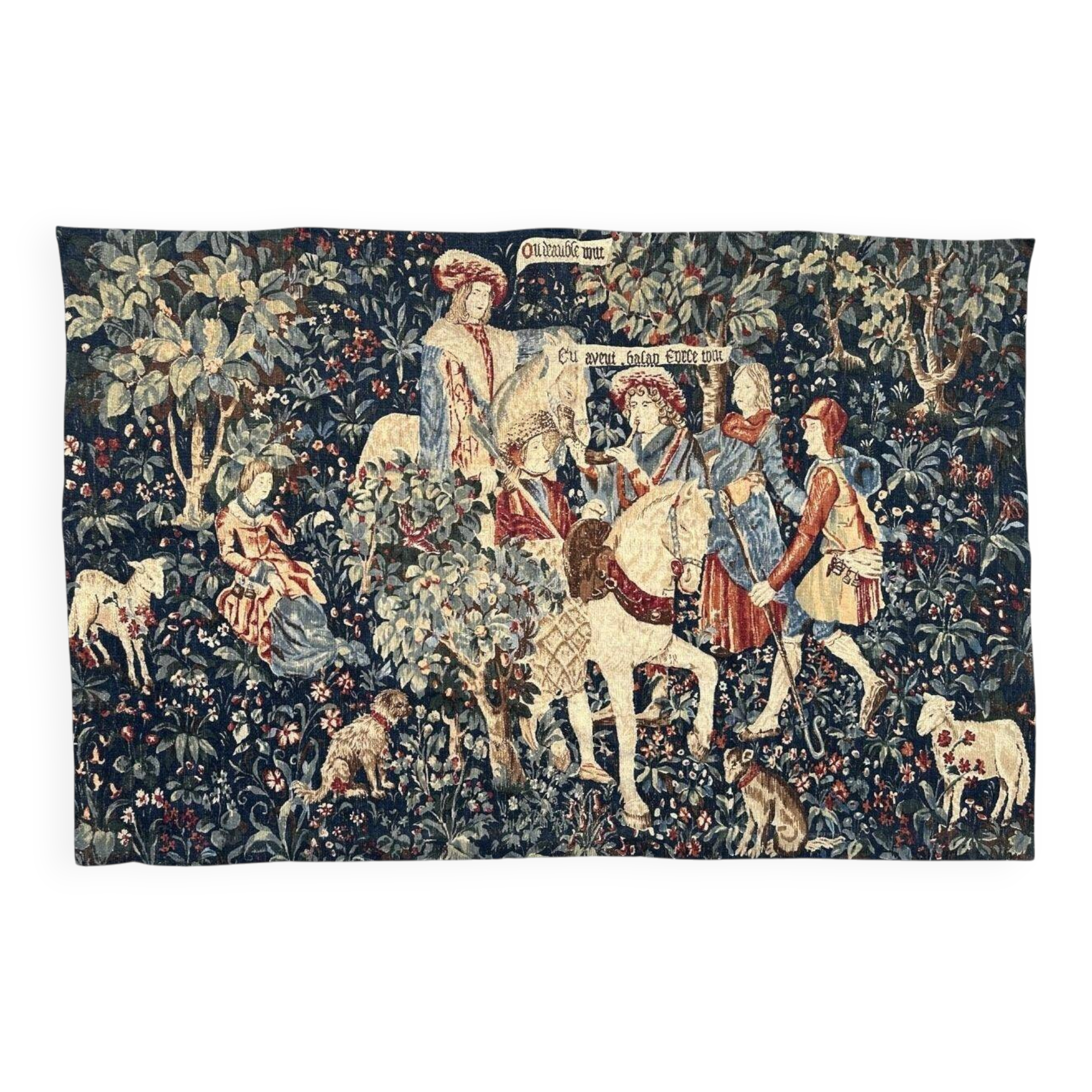 Vintage tapestry hand-screen printed in France