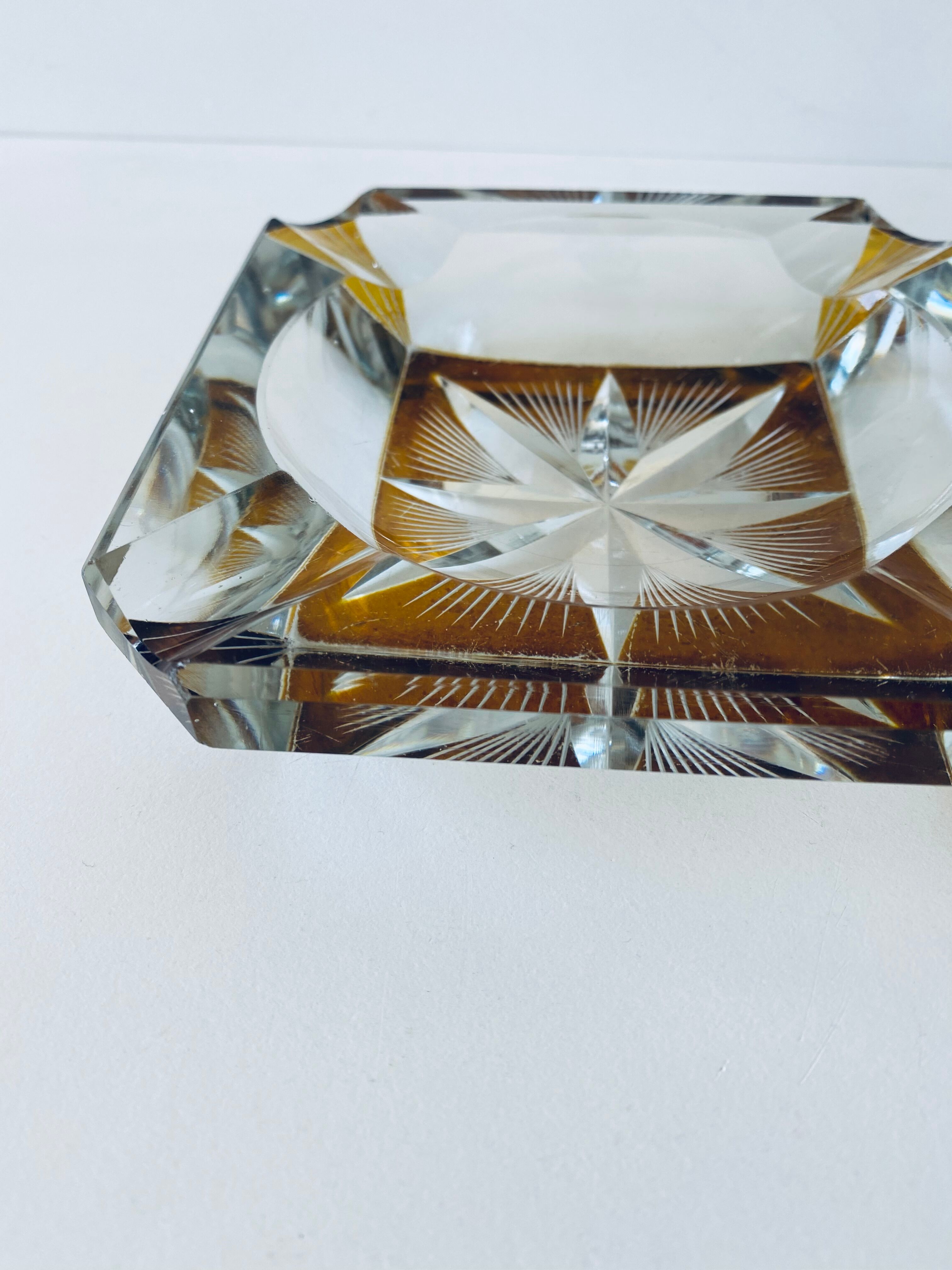 Art deco ashtray in cut crystal