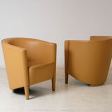 Pair of "Rich" leather armchairs by Antonio Citterio, Moroso edition, 1989