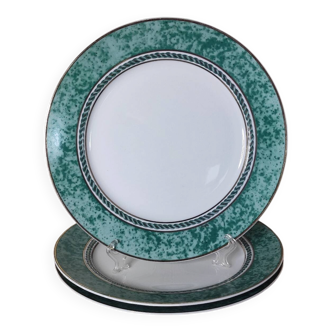 Flat plates fine porcelain green rim