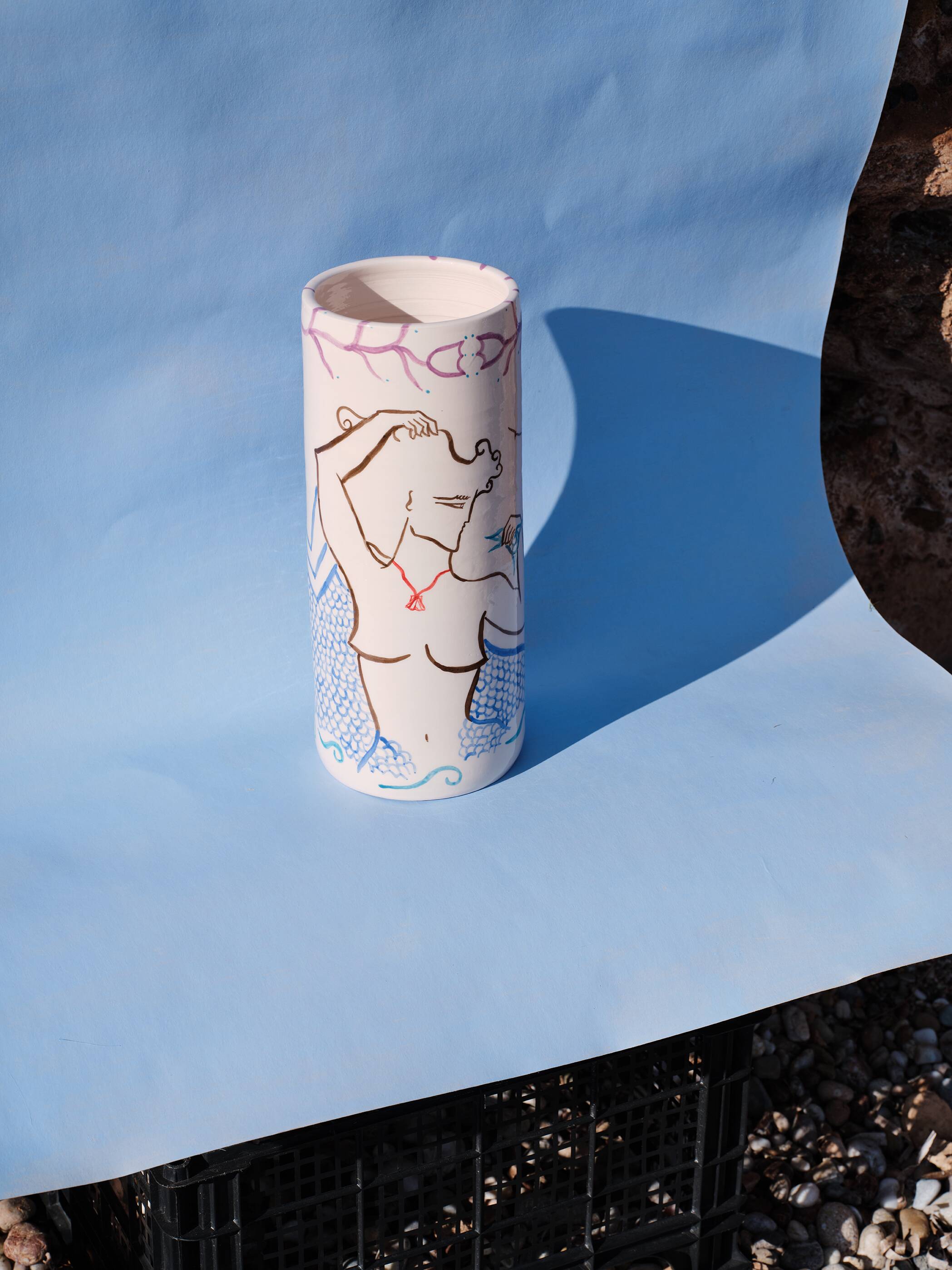 Siren & shell - ceramic vase