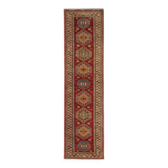 Kazak Oriental Runner Rug, Central Asian Hallway Stair Runner 300 x 68 cm