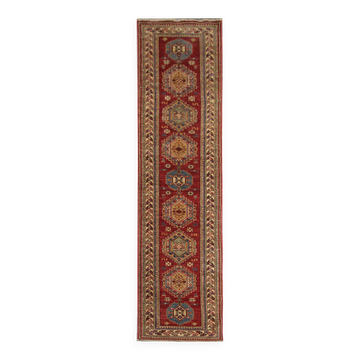 Kazak Oriental Runner Rug, Central Asian Hallway Stair Runner 300 x 68 cm