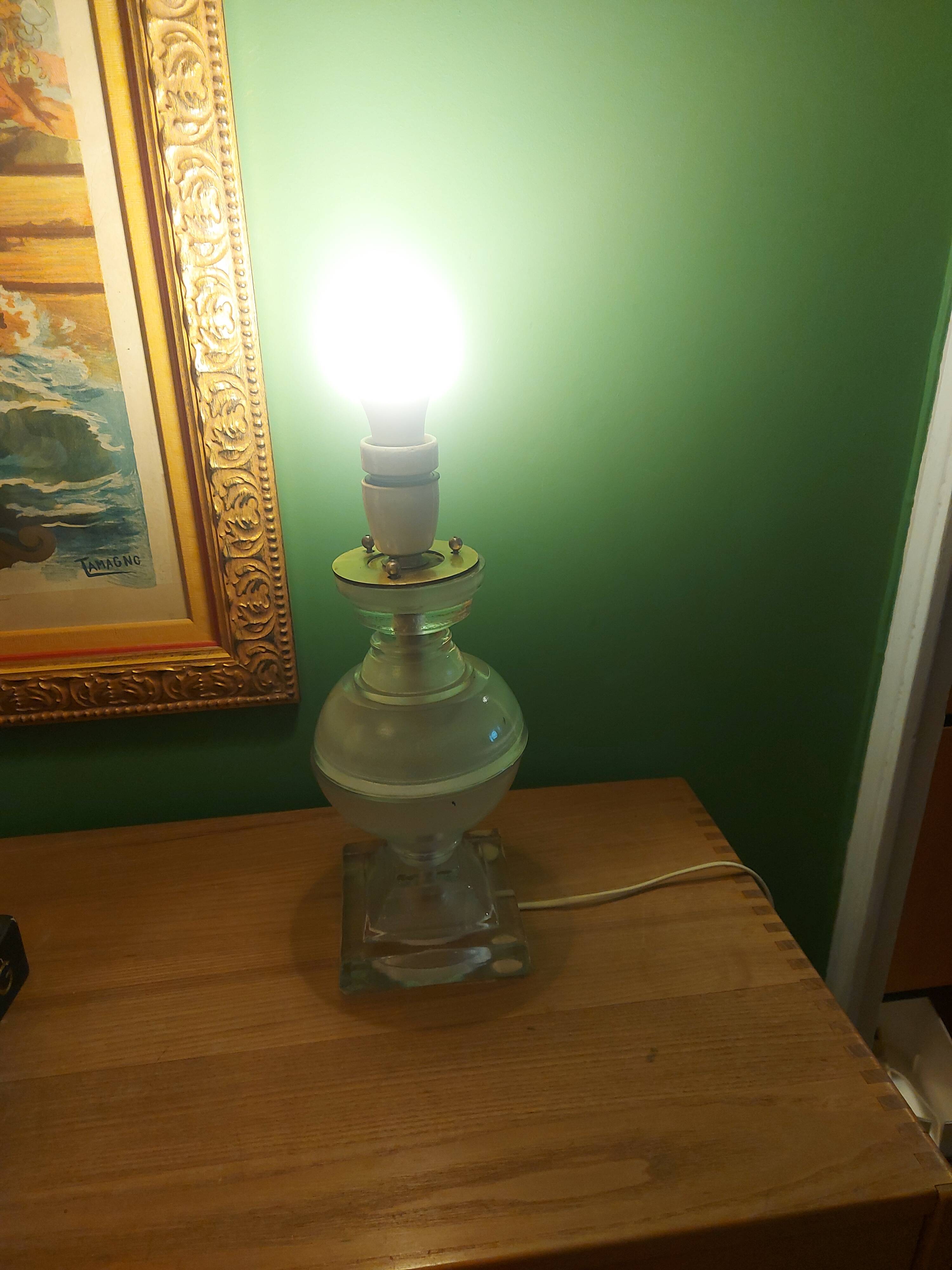 Lamp bases in blown glass, molded, Medici, baluster