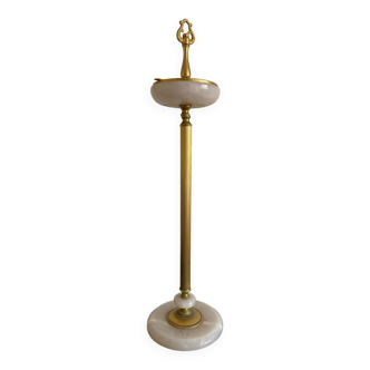 Onyx and brass ashtray on stand