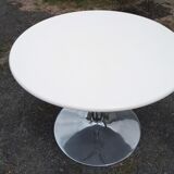 Round foot dining table chrome white tray