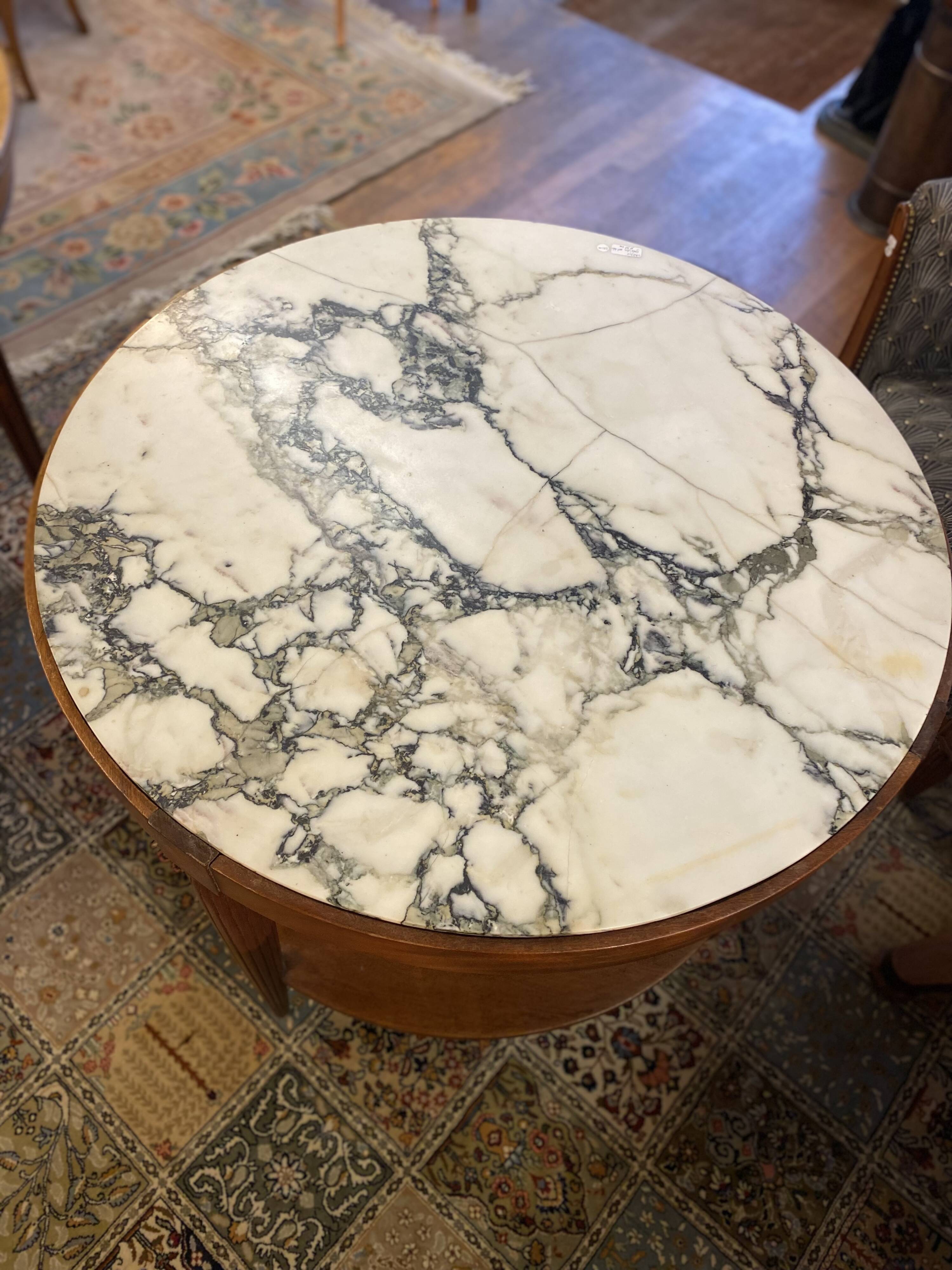Art deco pedestal table, marble top