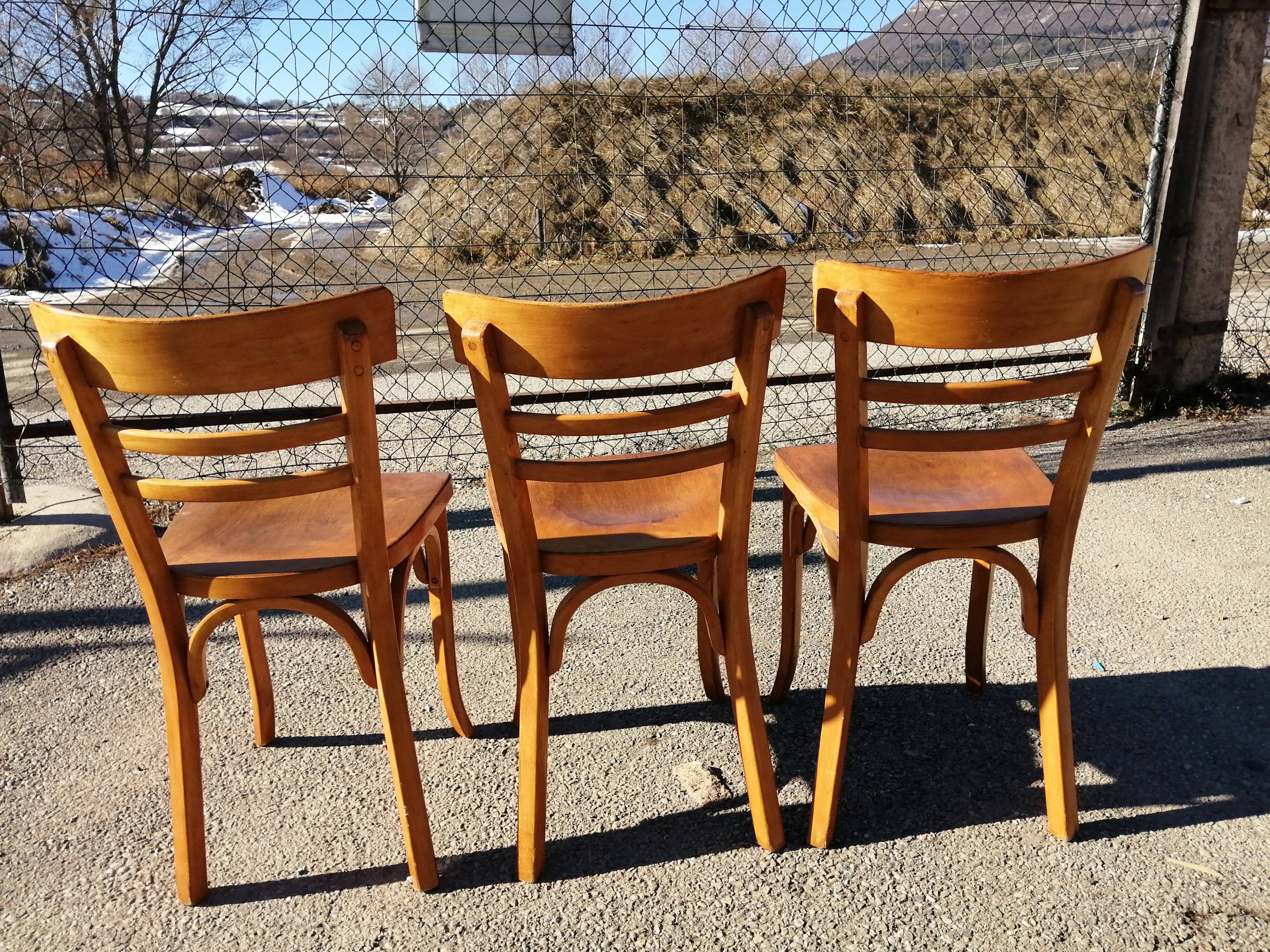 Series of 3 chairs bistrot bauhmann - vintage