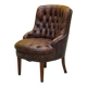 Original English Chesterfield Tub Chair - Vintage Antique Brown Leather