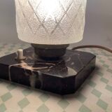 Art deco marble and glass lamp