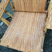 Vintage armchair lounge chair in rattan art deco with footrest and adjustable