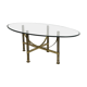 Oval dining room table in brass and beveled glass Belgo Chrome