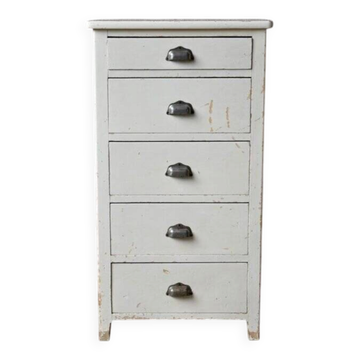 Petit meuble commode en bois semainier vintage rétro patiné bohème années 50
