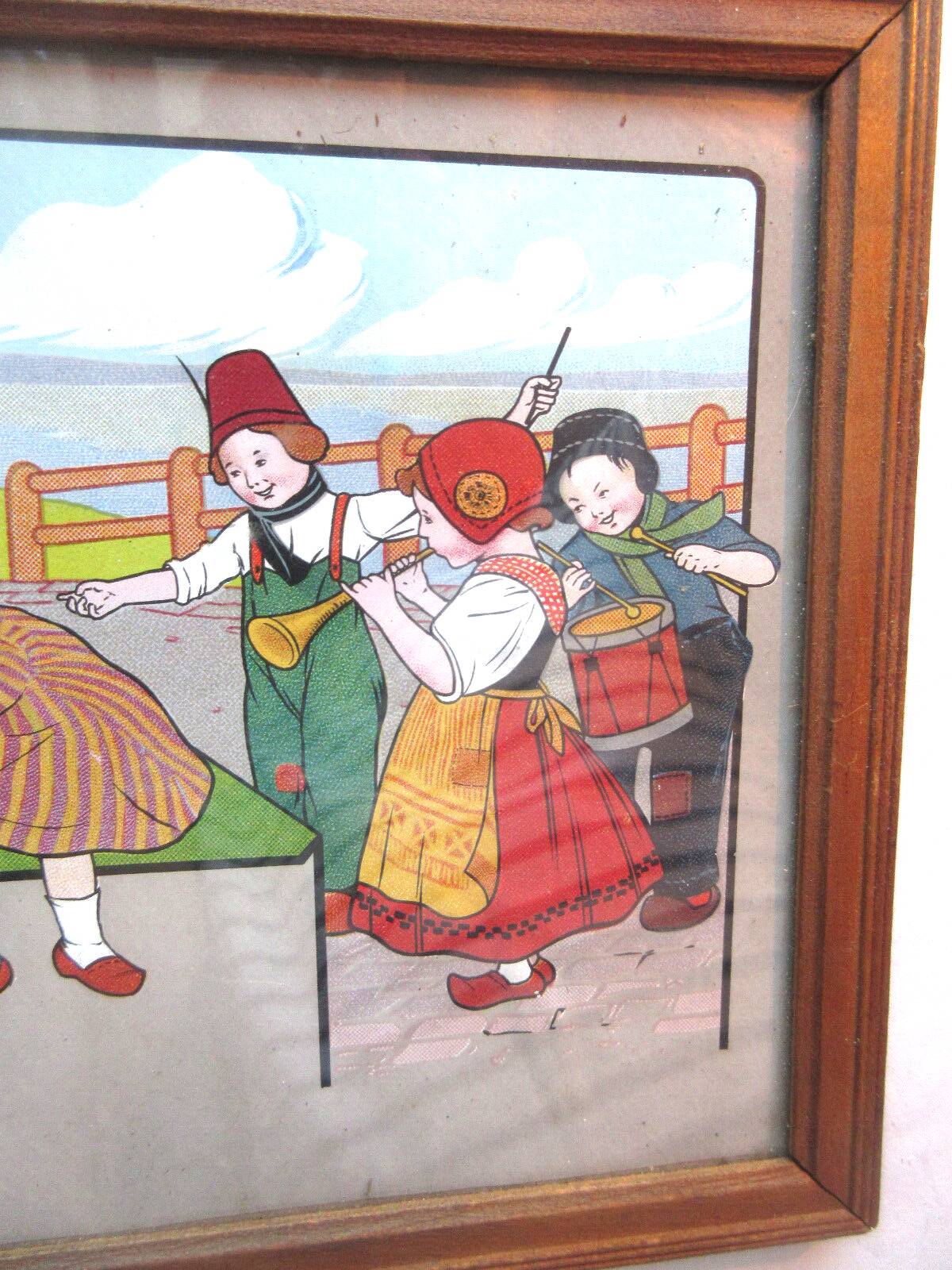 Framed engraving: The Children of Holland, Dog and Cat