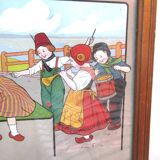 Framed engraving: The Children of Holland, Dog and Cat