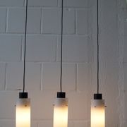 Three-arm pendant lamp made of opaline glass and metal, cascade lamp, minimalist lighting