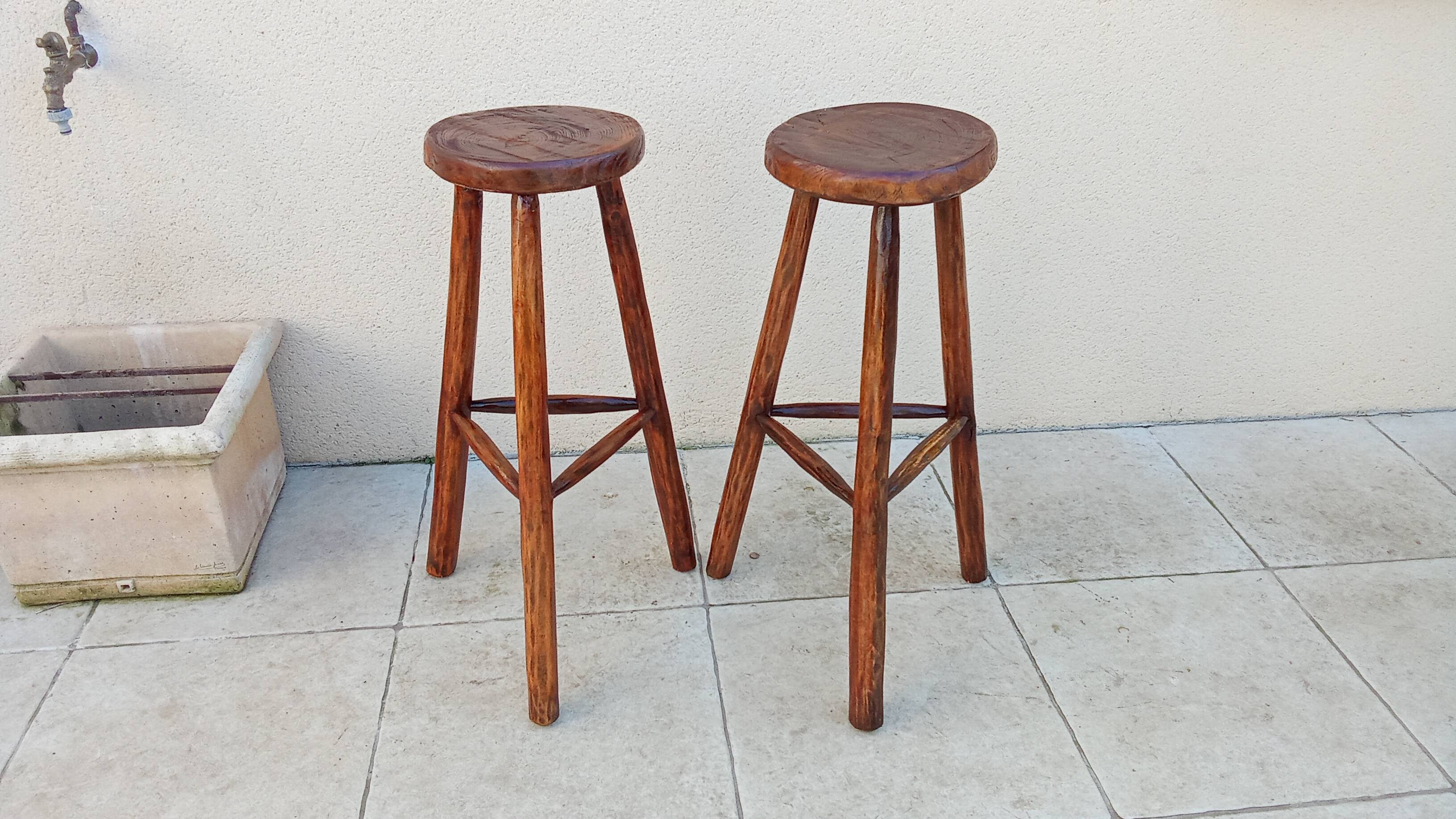 Pair of vintage brutalist high stools
