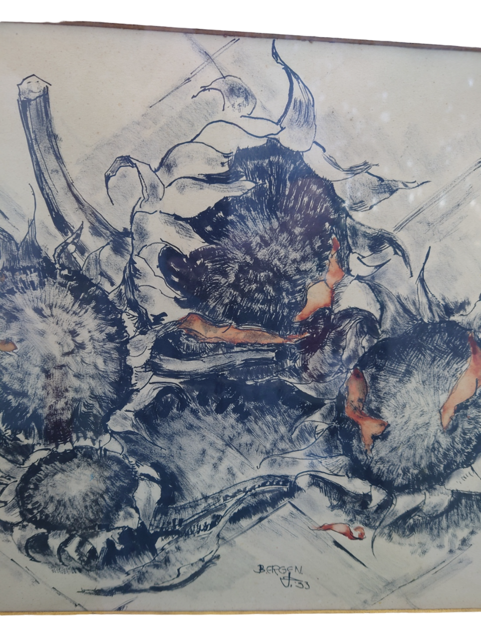 Painting under acrylic glass on bristol sheet signed bergen 1933