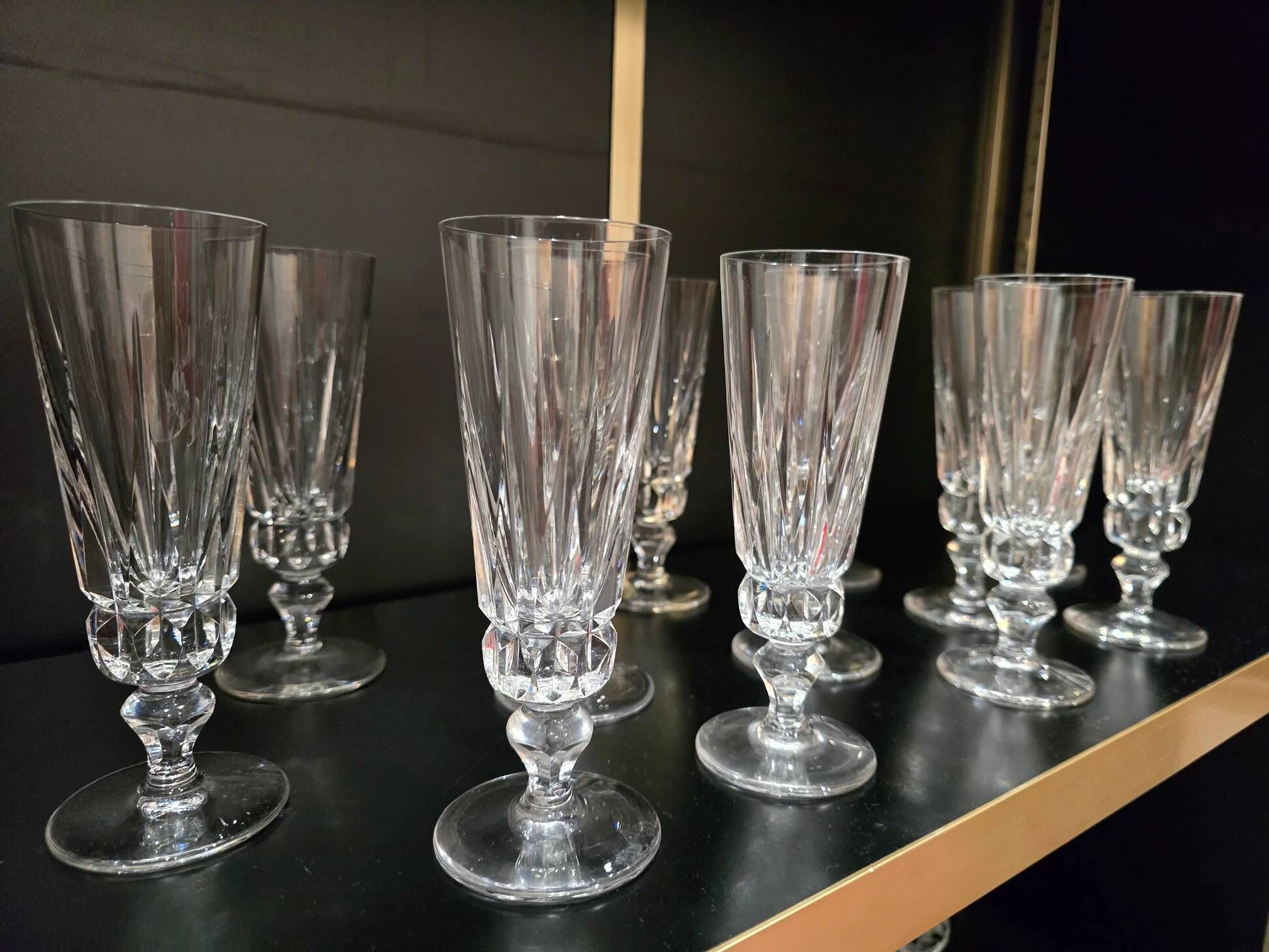 12 Saint-Louis Guernesey model champagne flutes in cut crystal