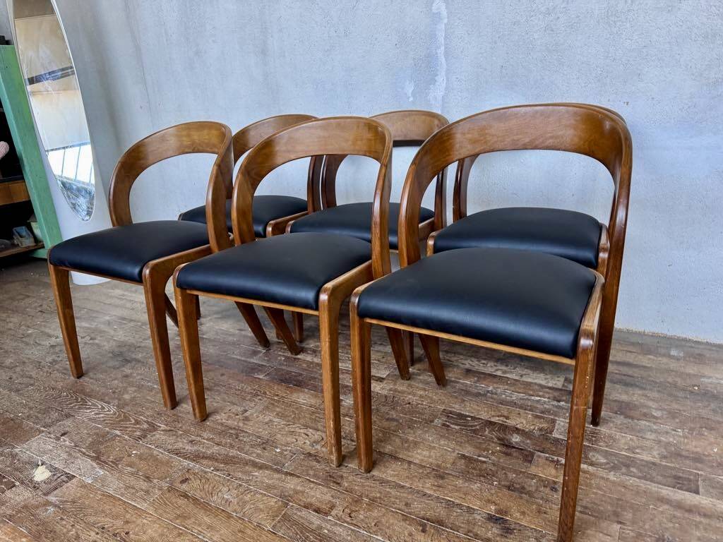 Set of 6 Baumann Gondola bistro chairs in curved wood