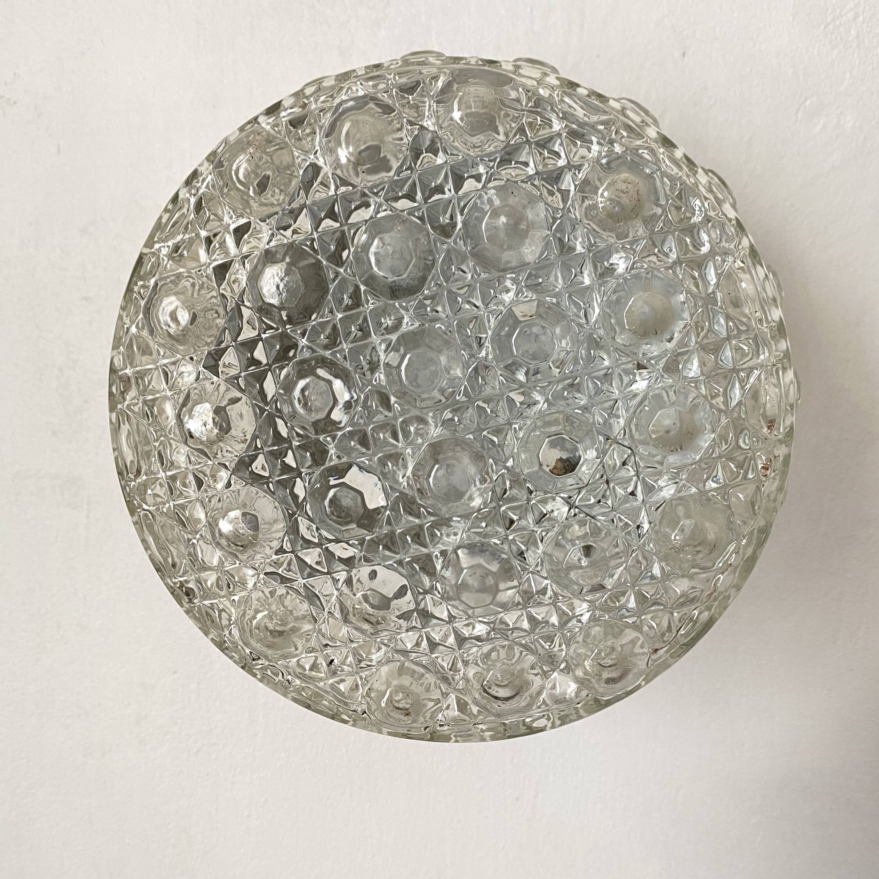 Small vintage molded glass ceiling light 15 cm