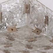 Glass and chromed steel pendant lamp by Kamenický Senov, 1970