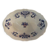 Ravier or small oval dish longchamps ceramics rouennais model