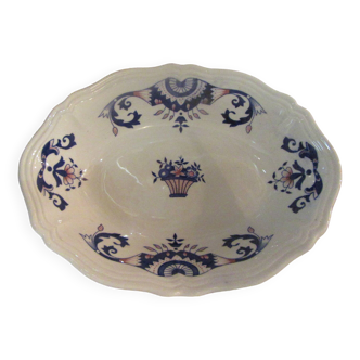 Ravier or small oval dish longchamps ceramics rouennais model