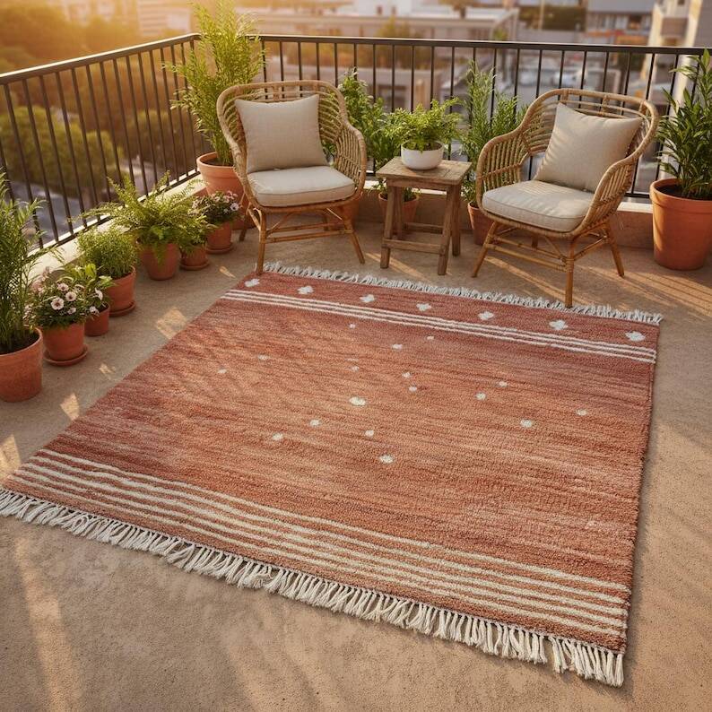 Handmade Moroccan terracotta rug, 150/250cm