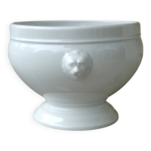 Saladier soupière porcelaine têtes de lion