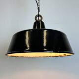 Black enamel industrial pendant lamp, 1950s