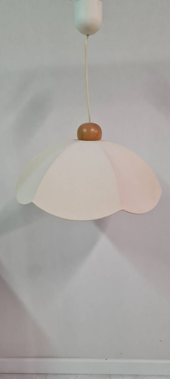 Cotton and wood pendant light