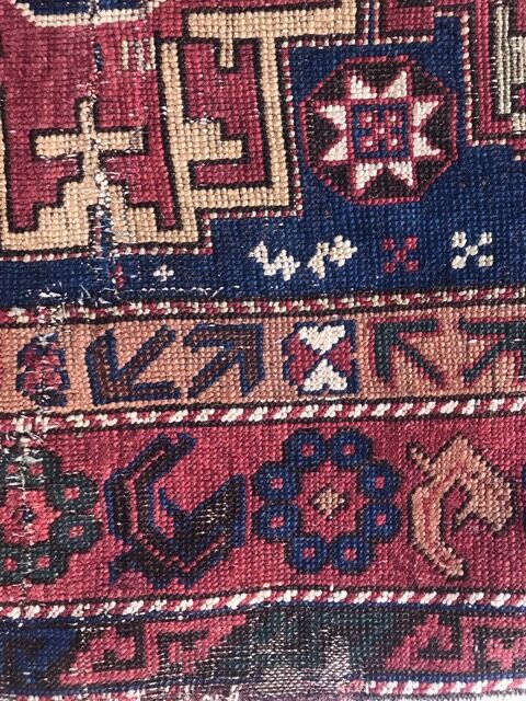 Old caucasian rug shirawan 19th handmade 76x120 cm