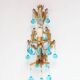 Applique murale italienne en fer doré et cristaux bleu turquoise, vers 1960