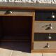 Large wooden desk with 5 drawers and a black faux leather top - Completely revamped.